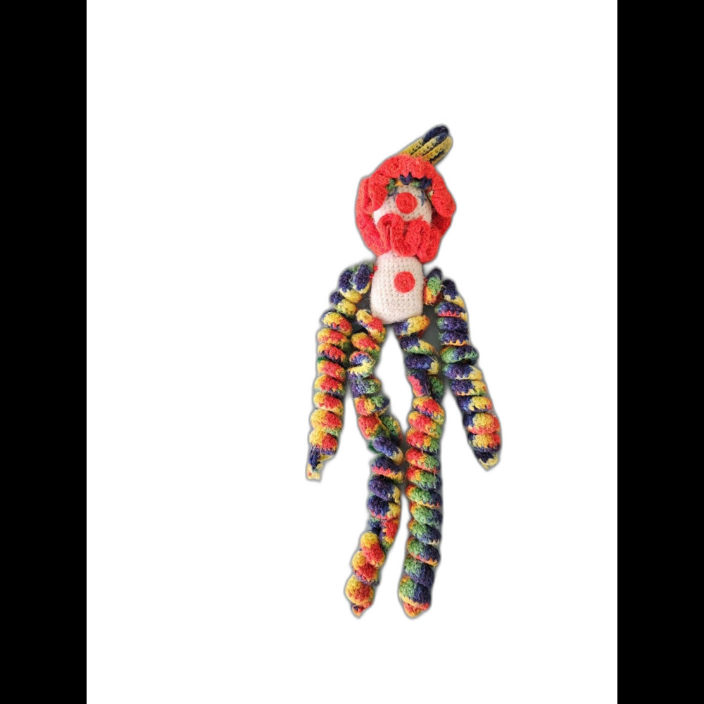 Vintage Handmade 1970s Crochet Yo-yo Clown